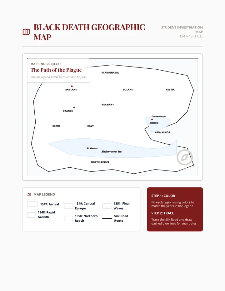 Plague Trail Map Worksheet