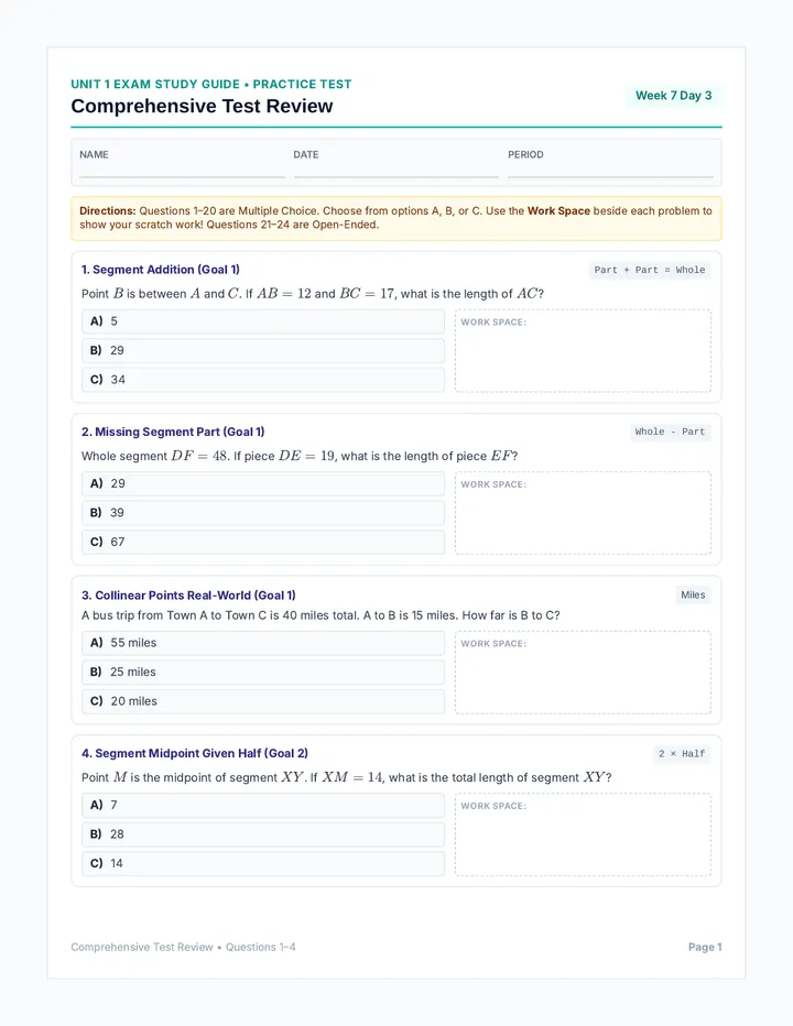 Unit Comprehensive Review Student Packet
