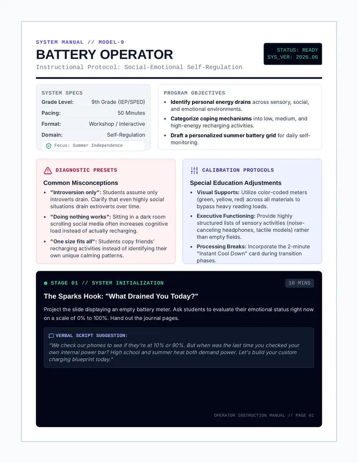 Battery Operator Lesson Plan