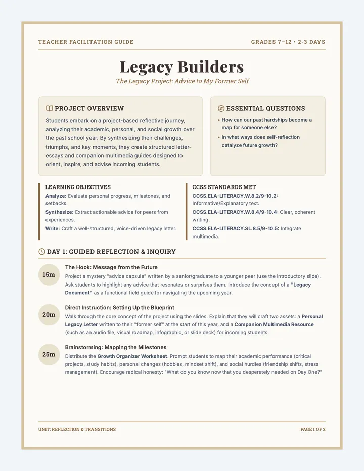Legacy Builders Teacher Guide