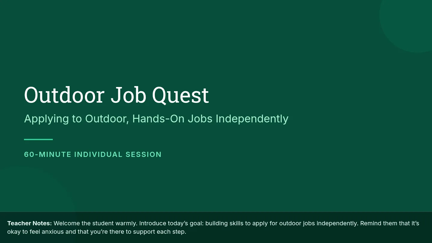 Outdoor Job Quest Slide Deck