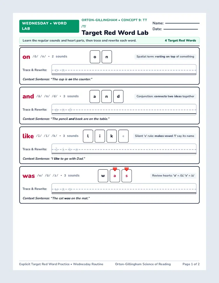 Wednesday Sentences Worksheet