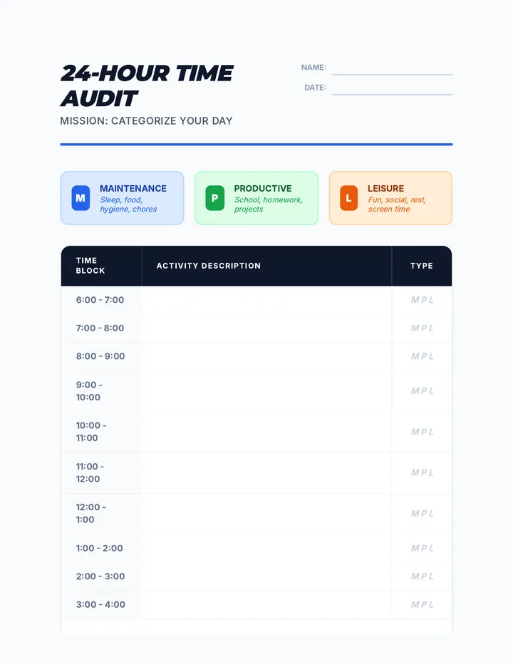 Time Audit Worksheet