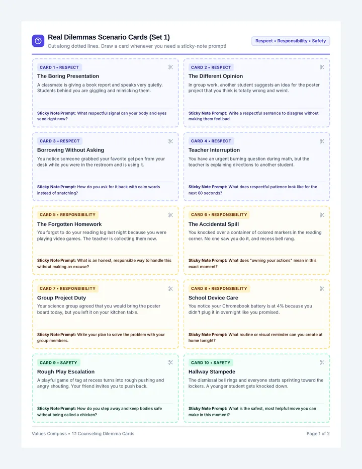 Real Dilemmas Scenario Cards