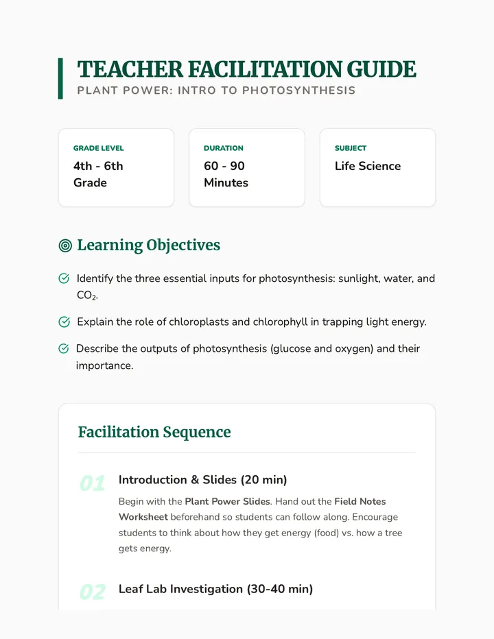 Botanist Teacher Guide
