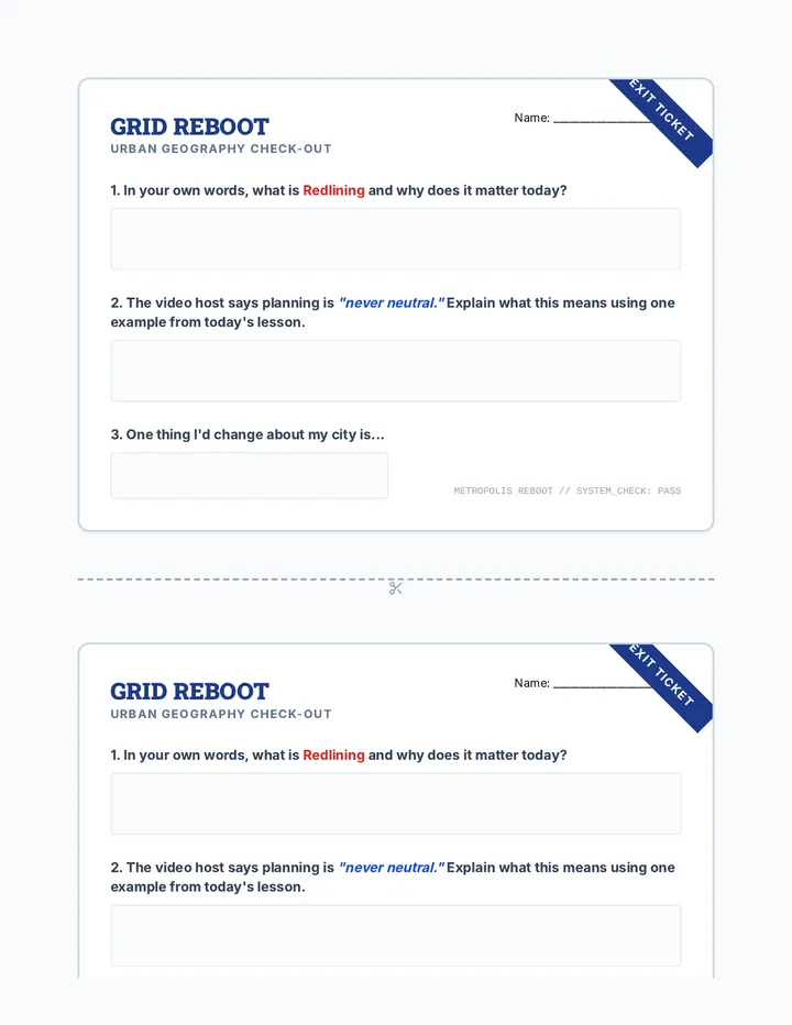 Grid Reboot Exit Ticket