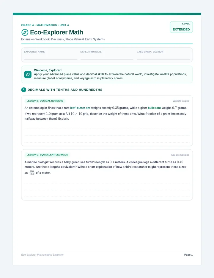 Eco Explorer Extension Workbook