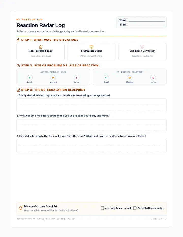Reaction Radar Reflection Worksheet