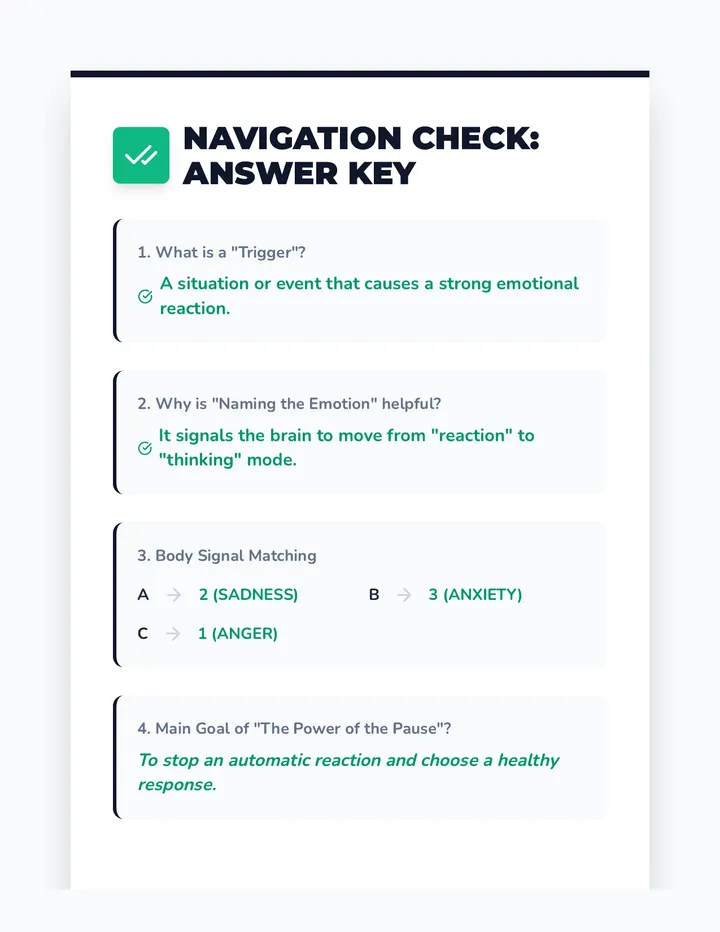 Navigation Check Answer Key
