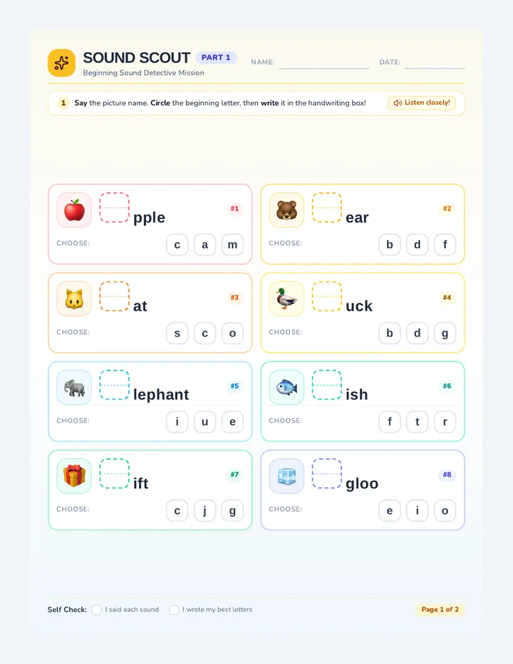 Sound Scout Worksheet