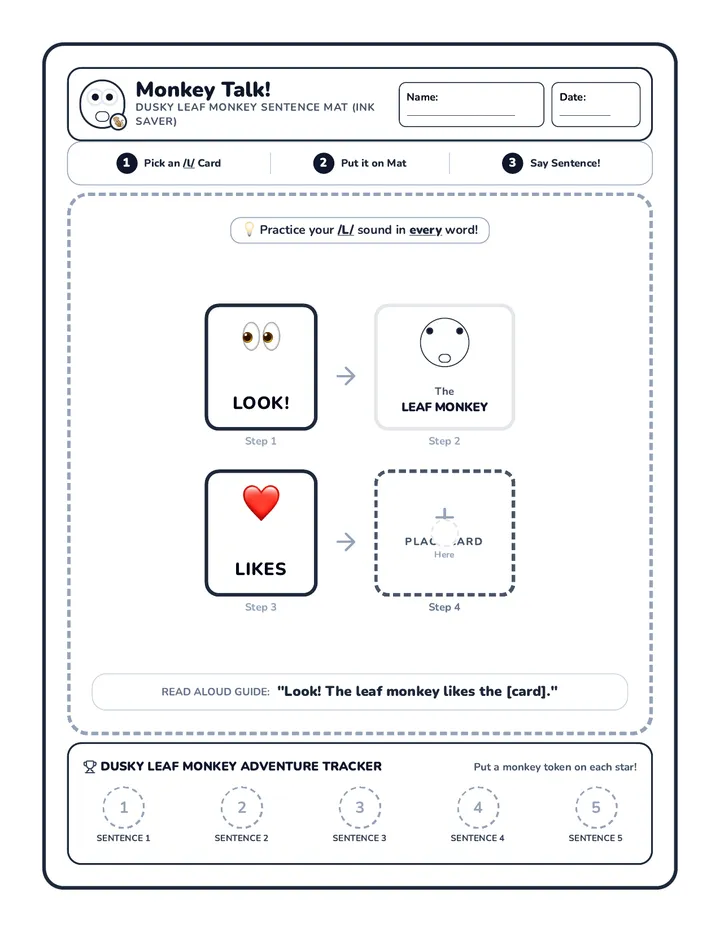 Monkey Talk Sentence Mat