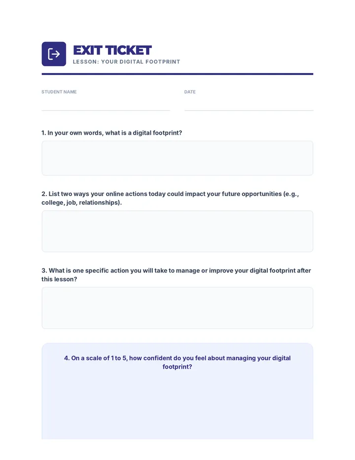 Digital Footprint Exit Ticket