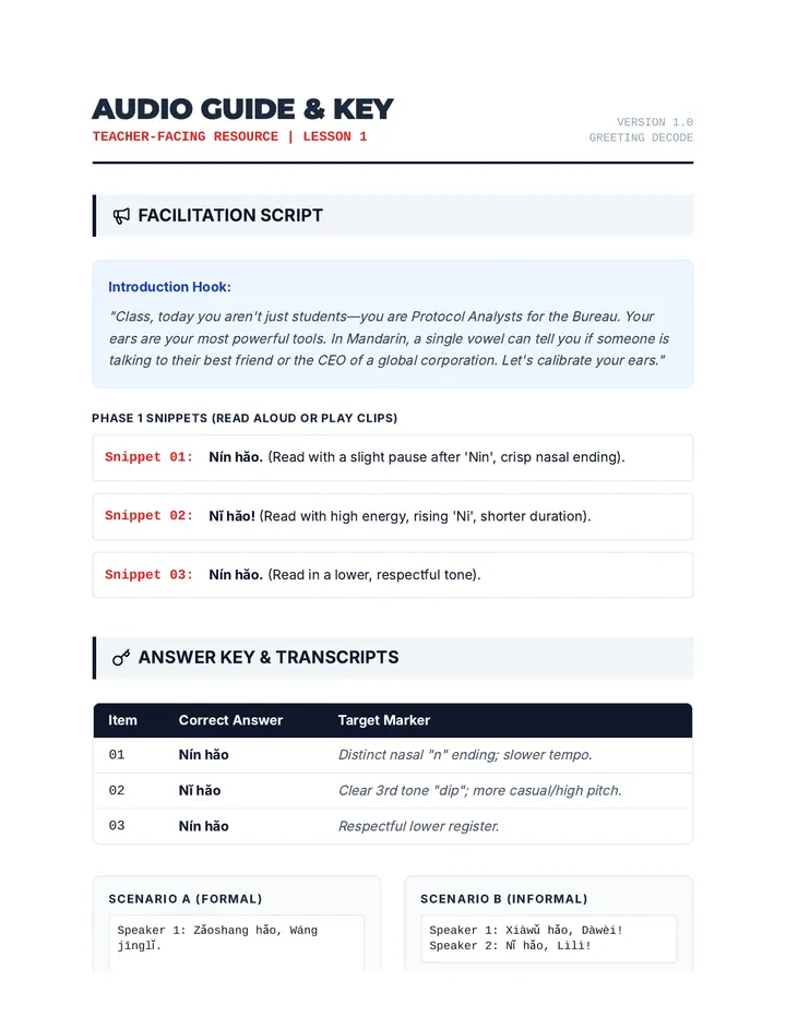 Greeting Decode Teacher Guide