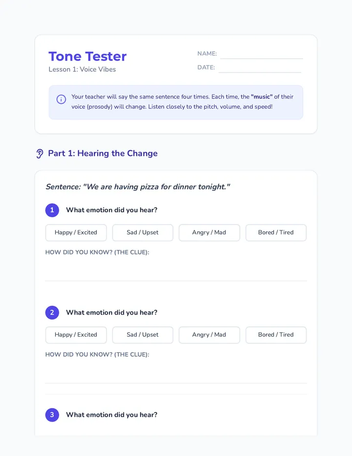 Tone Tester Worksheet