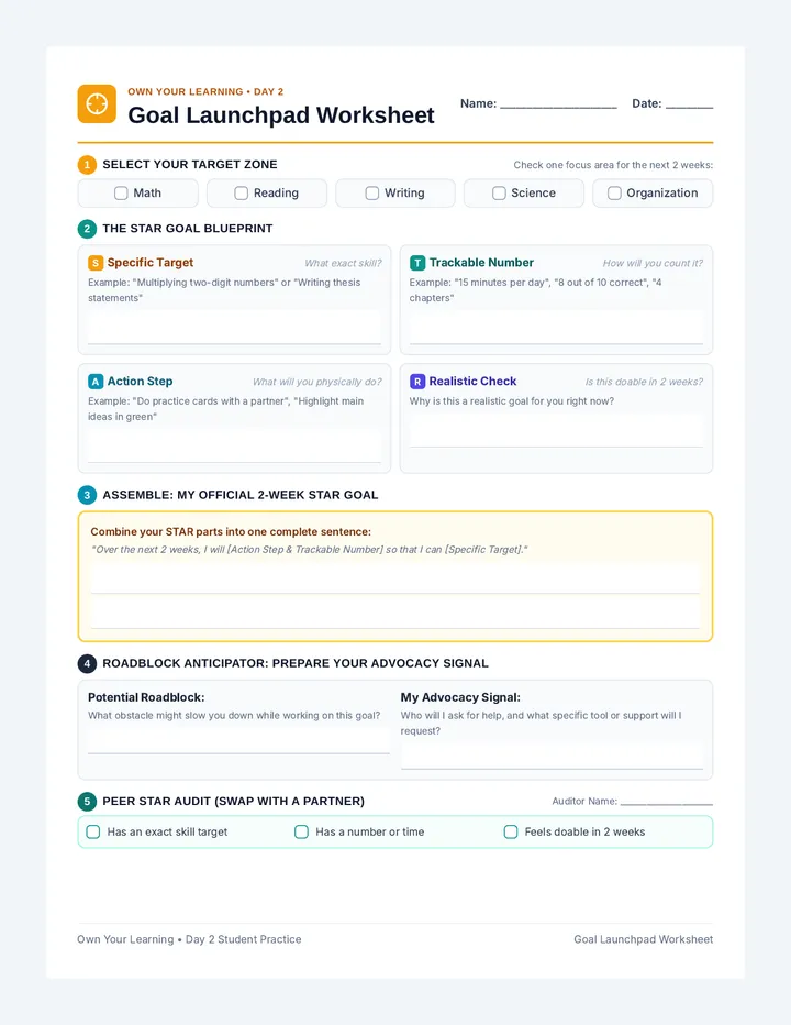 Goal Launchpad Worksheet