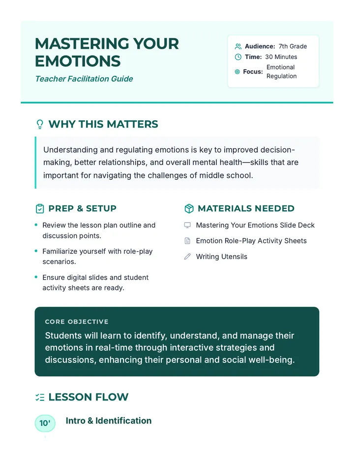 Emotions Lesson Plan
