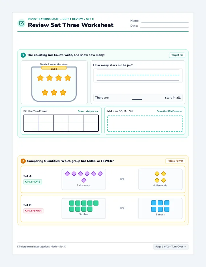 Review Set Three Worksheet