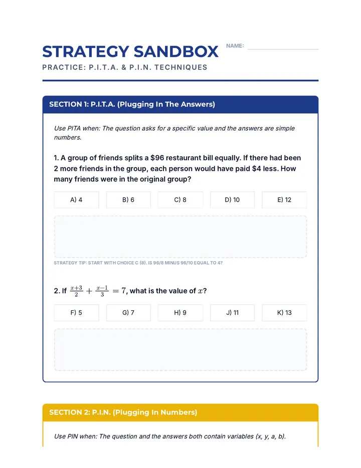 Strategy Sandbox Worksheet