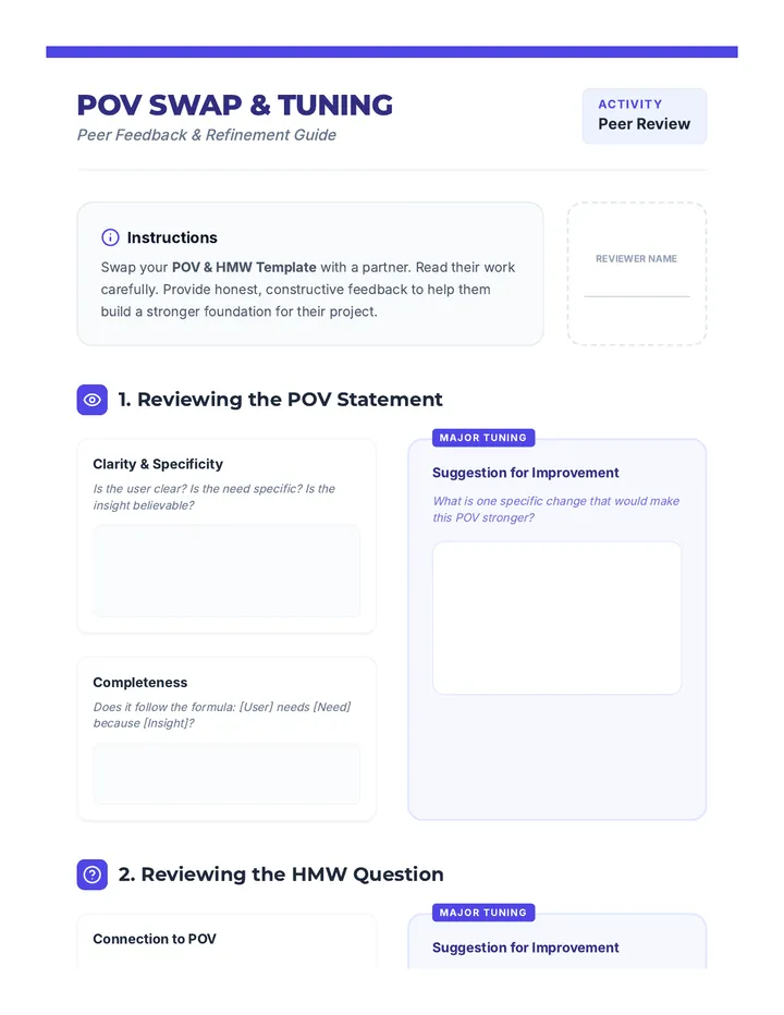 POV Swap and Tuning Worksheet