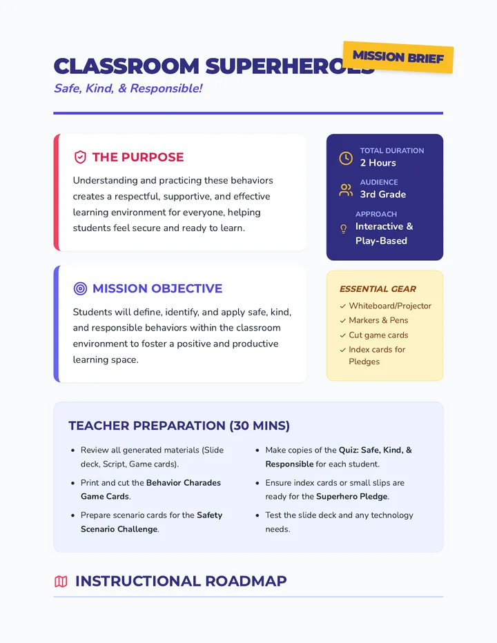 Superhero Lesson Plan