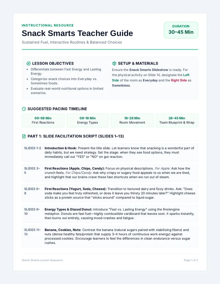 Snack Smarts Teacher Guide