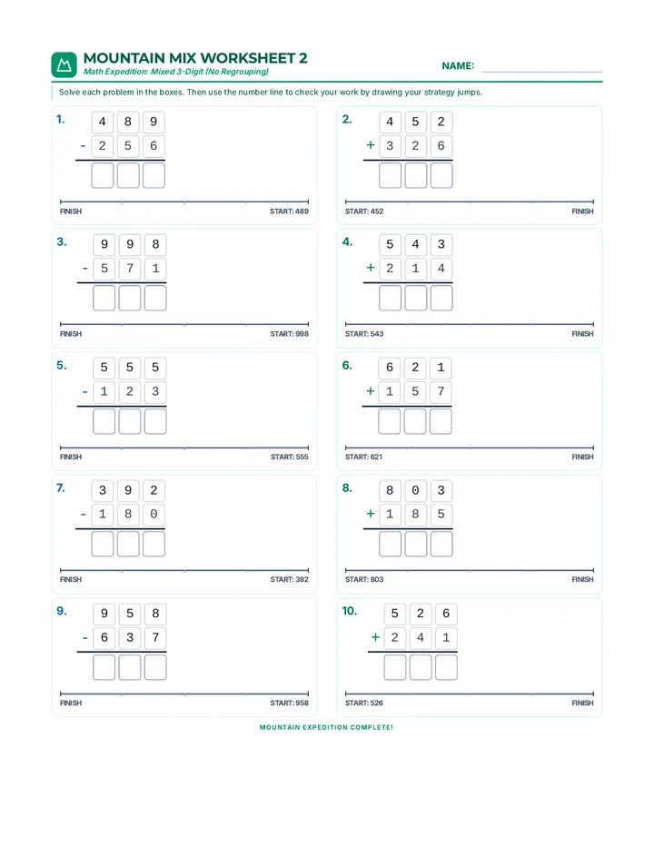 Mountain Mix Worksheet 2