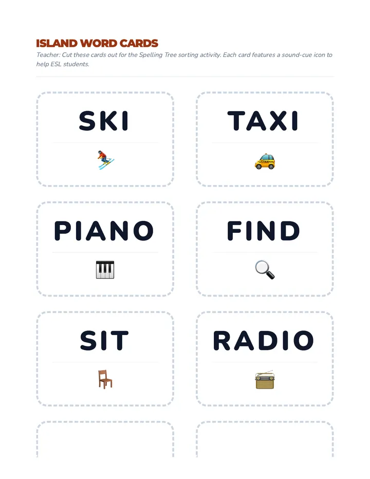 Island Word Cards