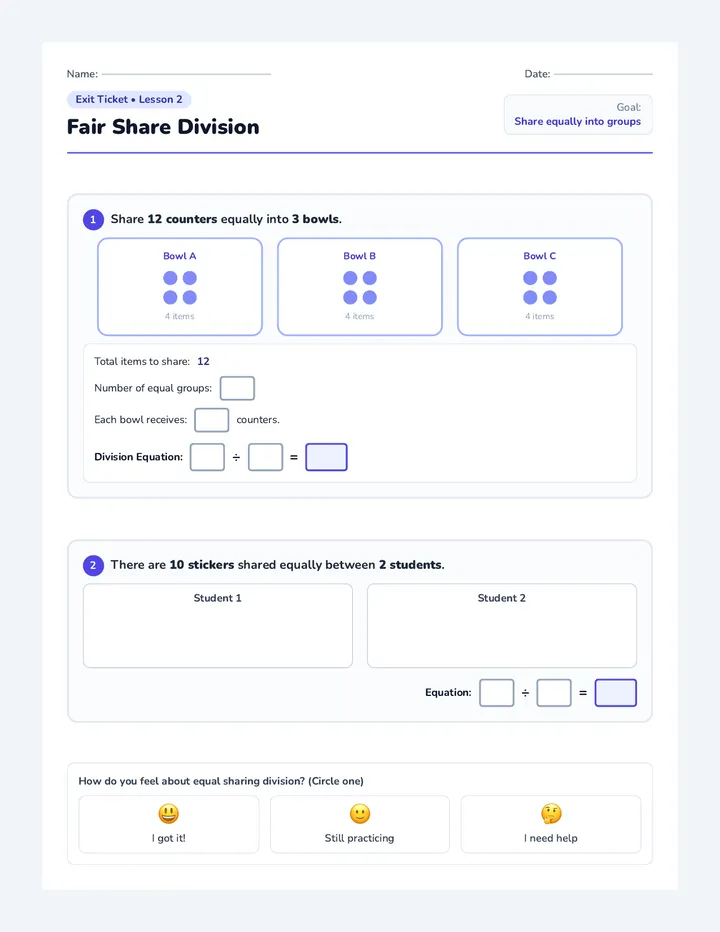 Fair Share Exit Ticket