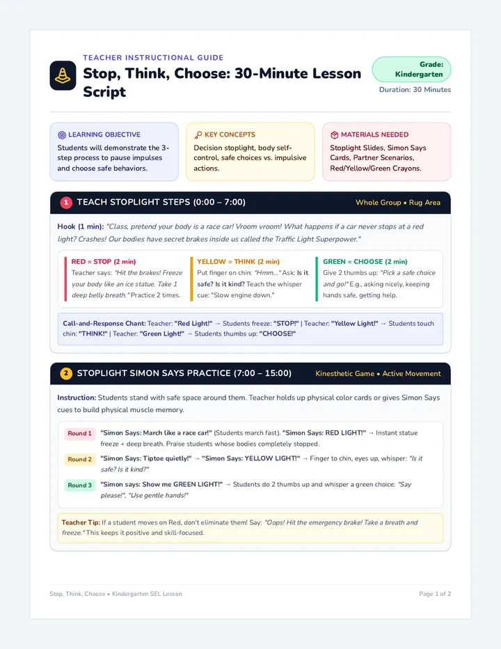 Stoplight Teaching Script Guide