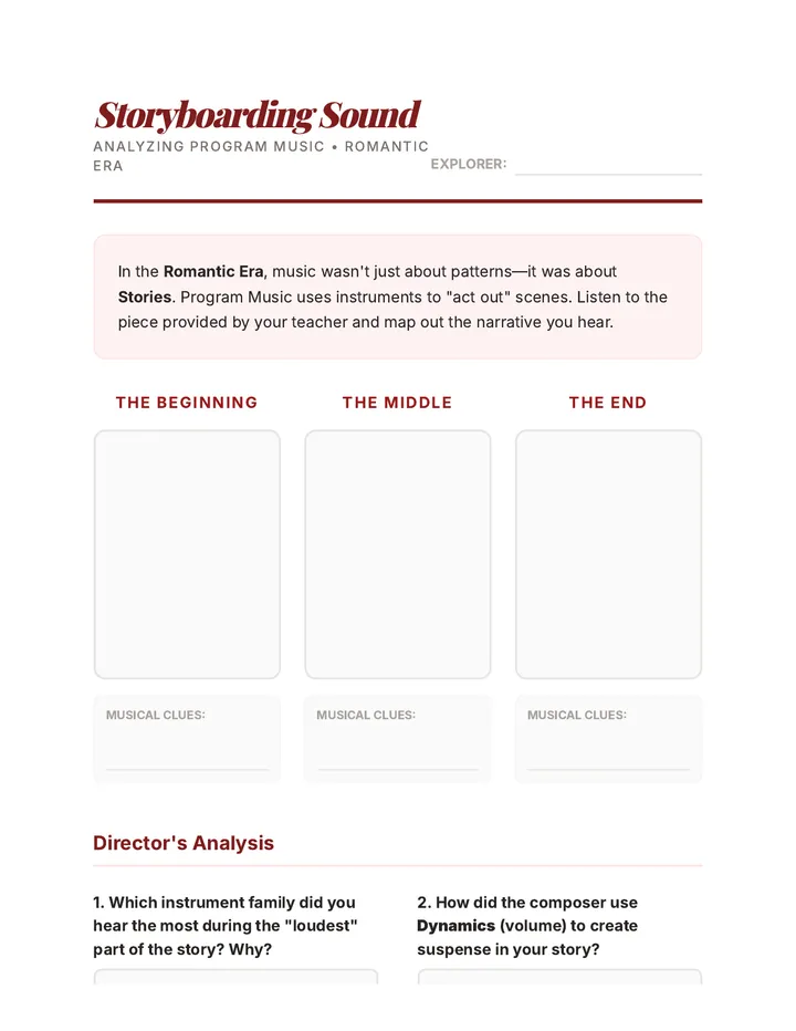 Storyboarding Sound Worksheet