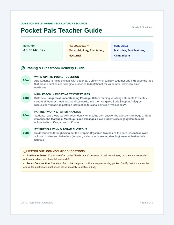 Pocket Pals Teacher Guide