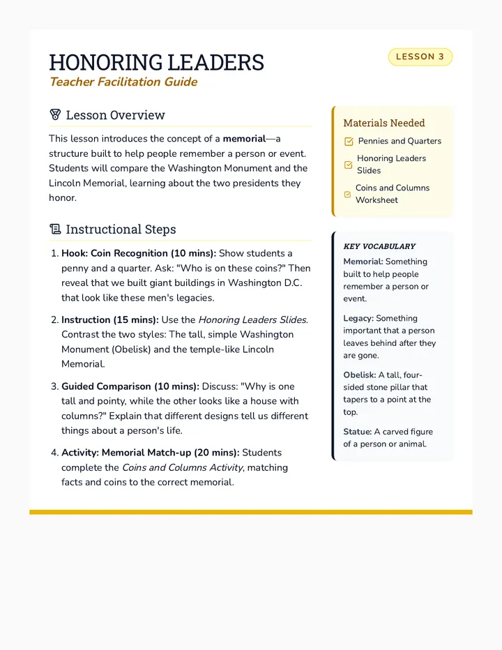 Presidential Memorials Teacher Guide