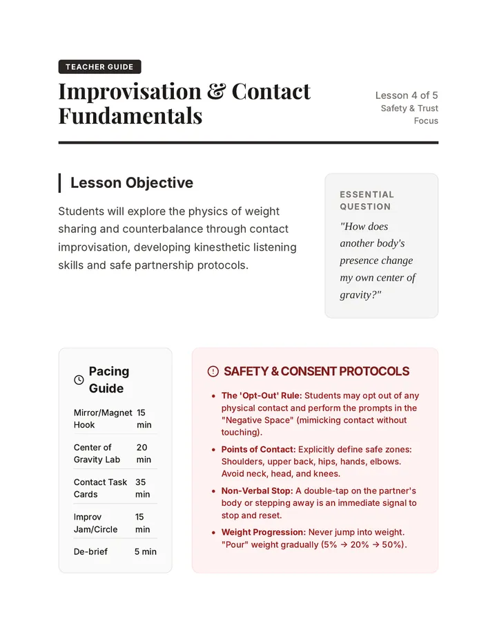 Contact Improvisation Teacher Guide