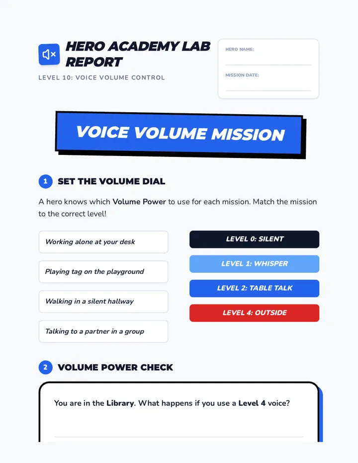 Voice Volume Control Worksheet