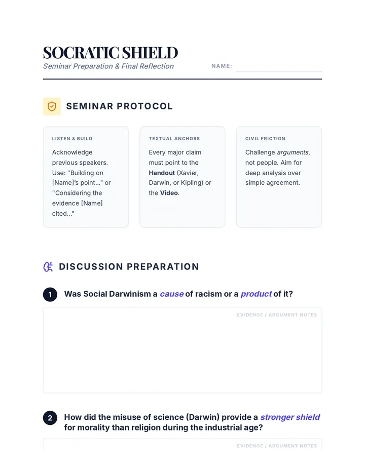 Socratic Shield Seminar Sheet