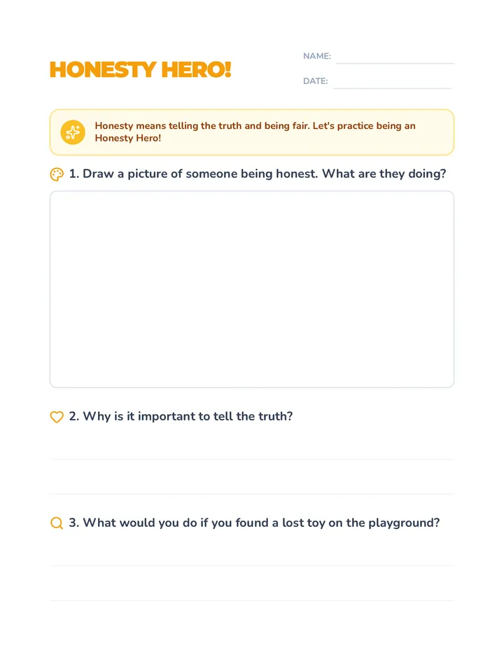 Honesty Hero Worksheet