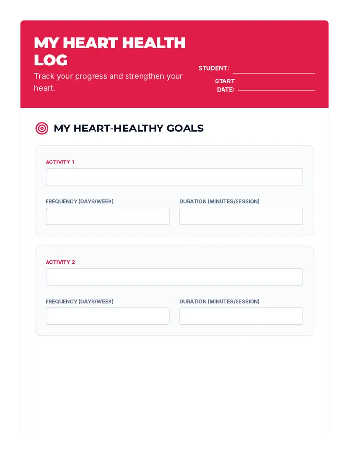 My Heart Health Log Journal