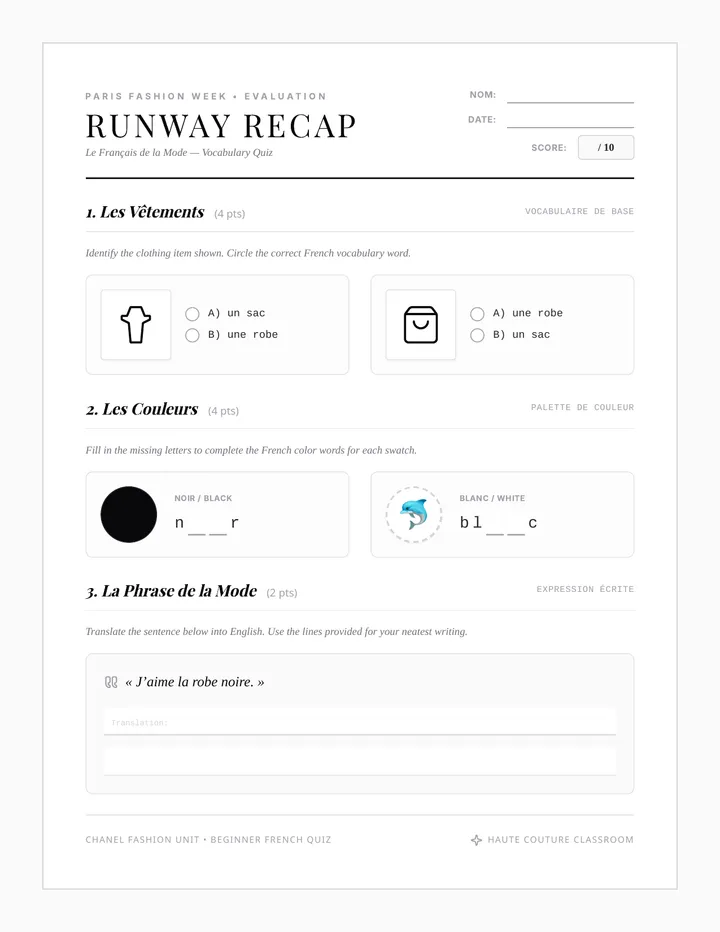 Runway Recap Quiz