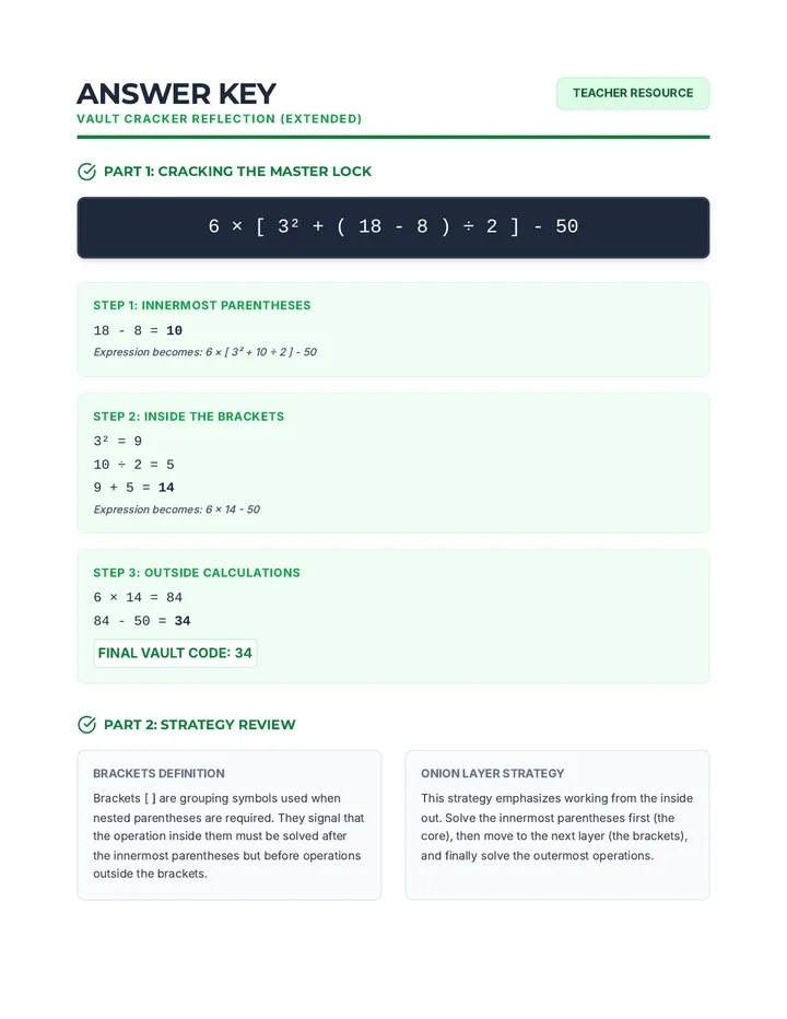 Vault Cracker Answer Key
