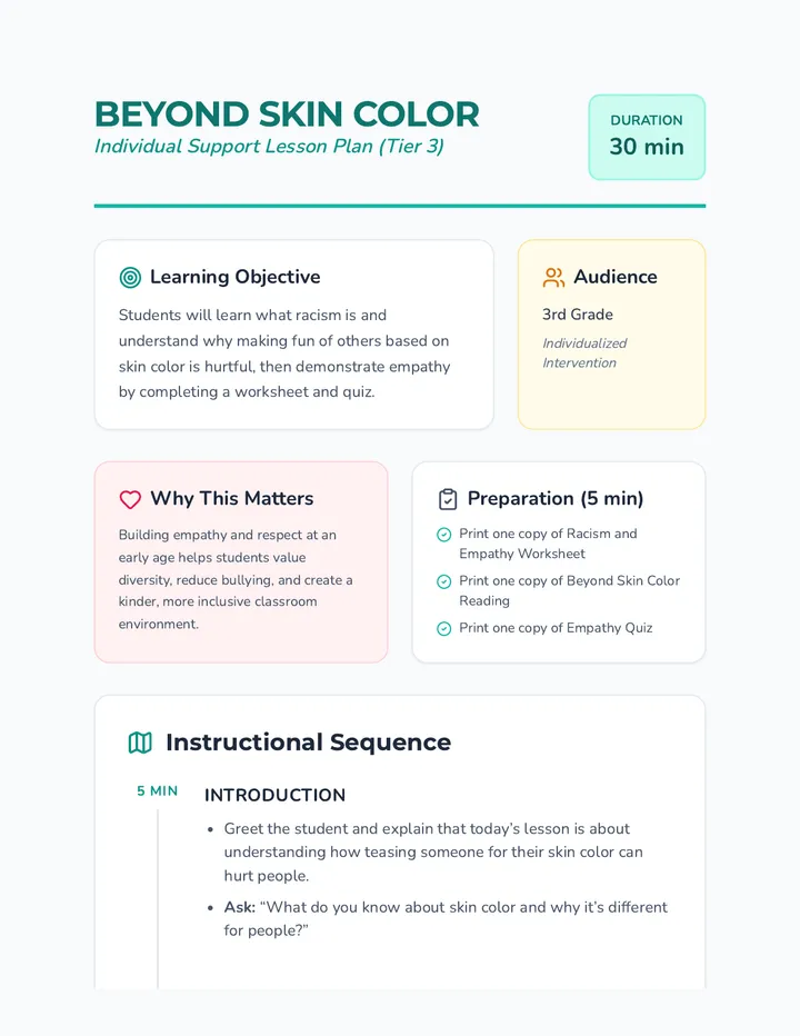 Beyond Skin Color Lesson Plan