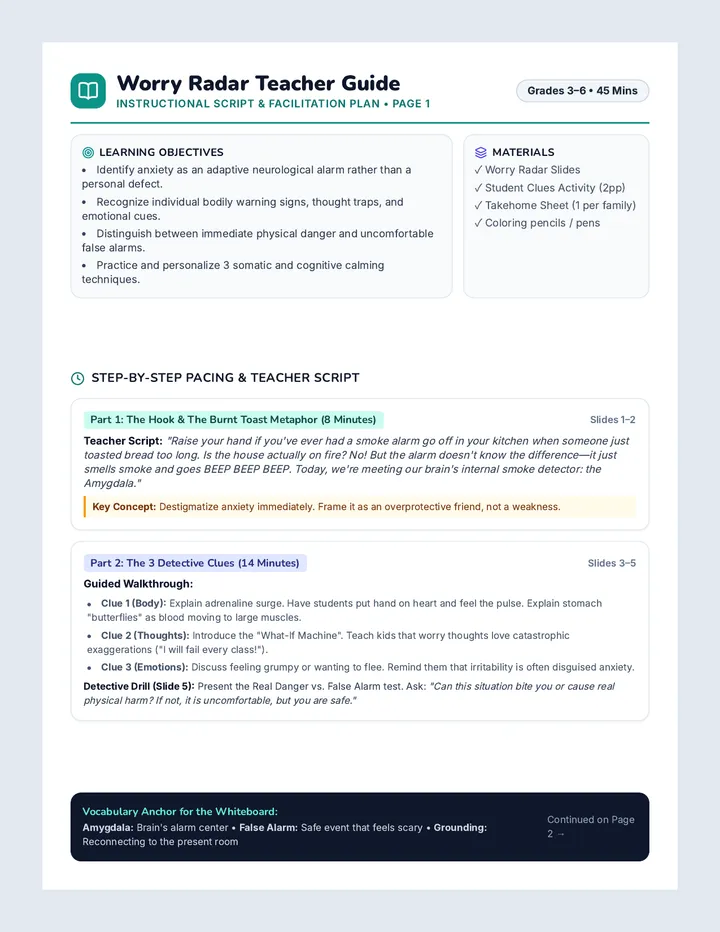 Worry Radar Teacher Guide