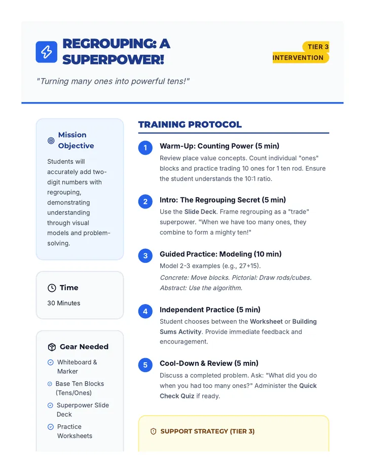 Regrouping Superpower Lesson Plan