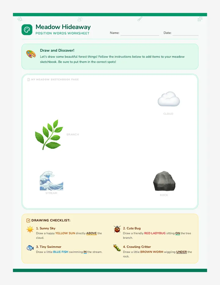 Meadow Hideaway Worksheet