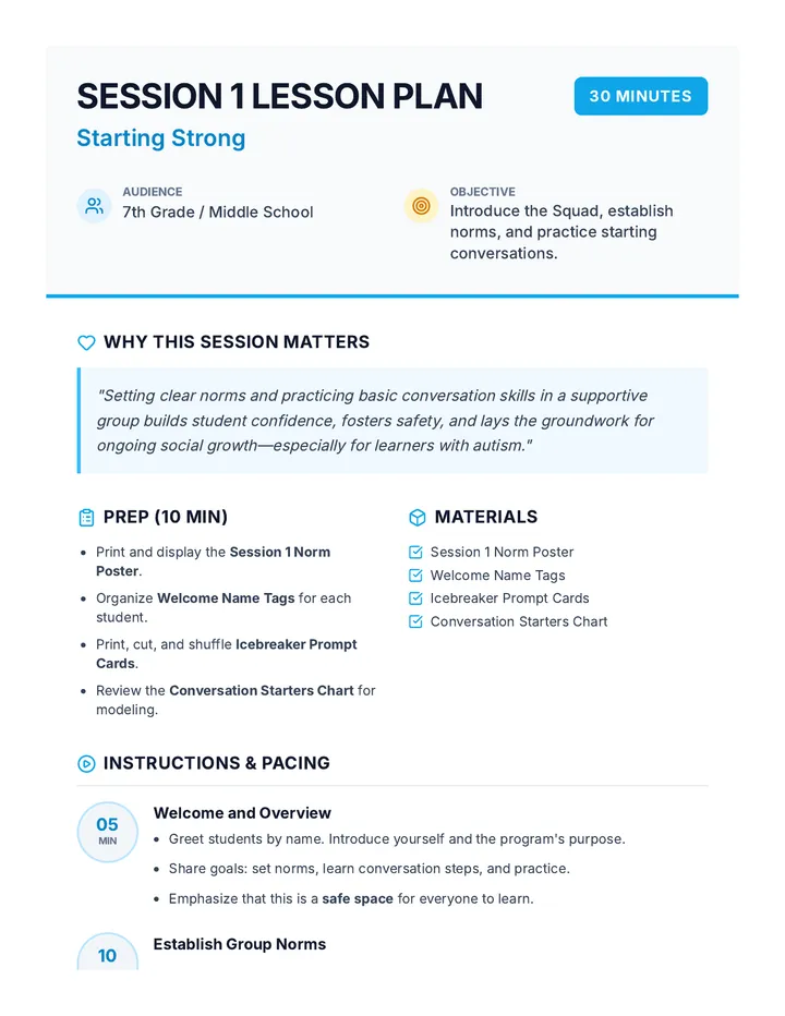 Session 1 Lesson Plan