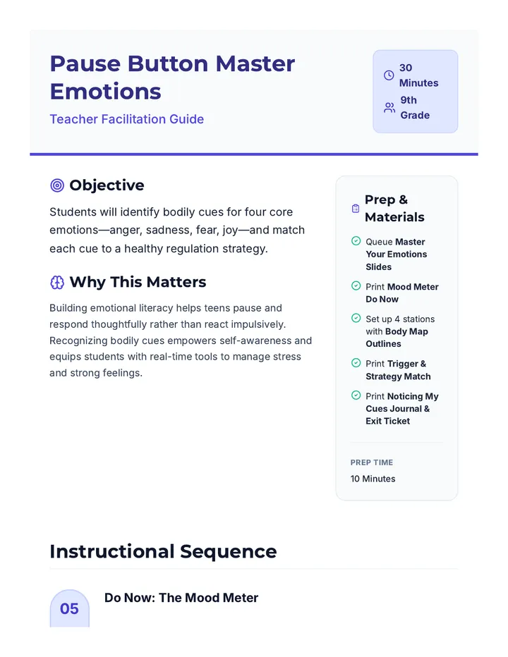 Teacher Guide Pause Button Lesson Plan