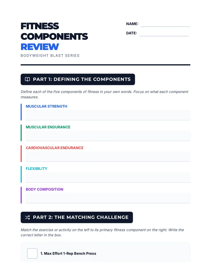 Fitness Components Review Worksheet Expanded v2 wheelhouse