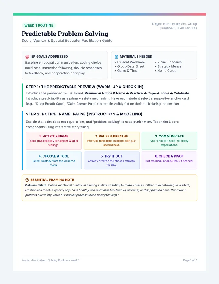 Problem Solving Lesson Script