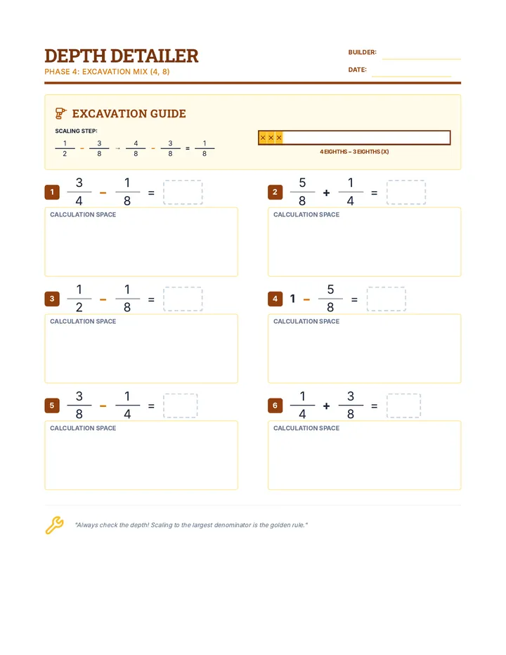 Depth Detailer Worksheet