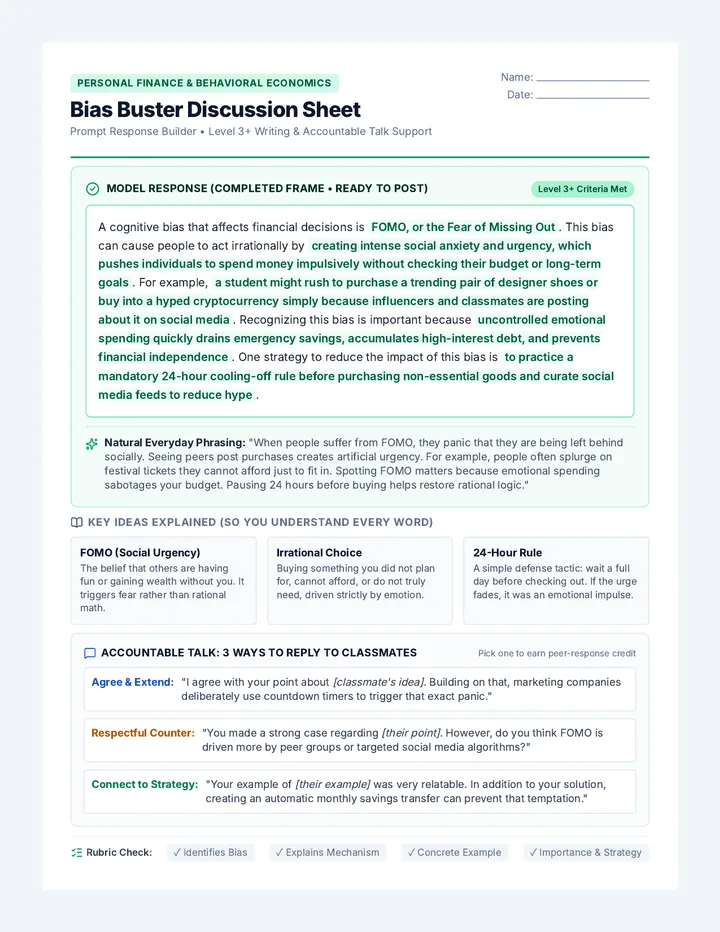 Bias Buster Discussion Sheet
