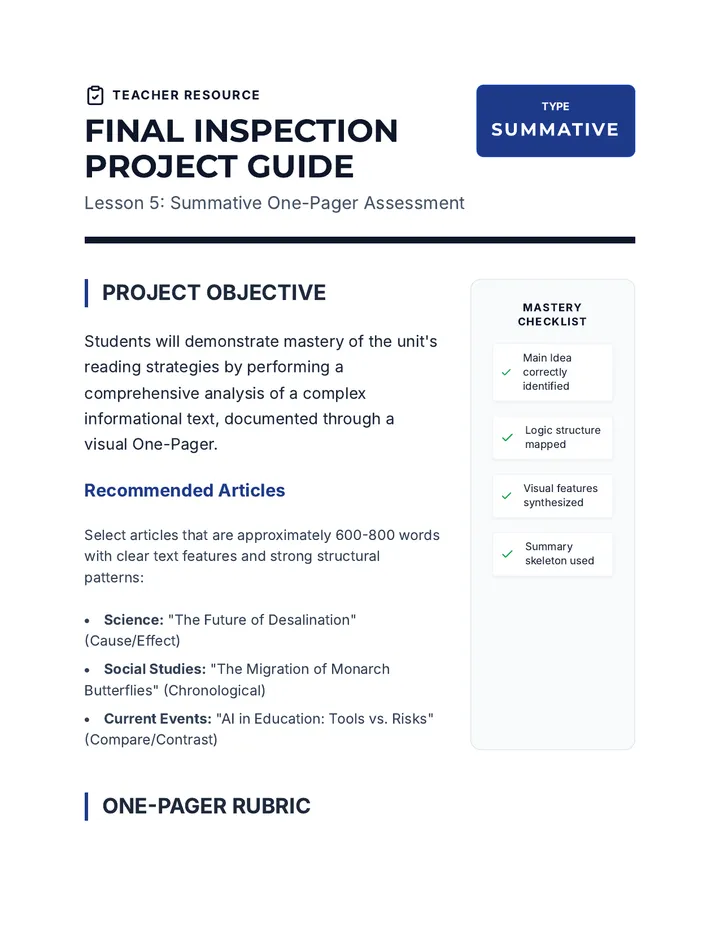 Final Project Teacher Guide
